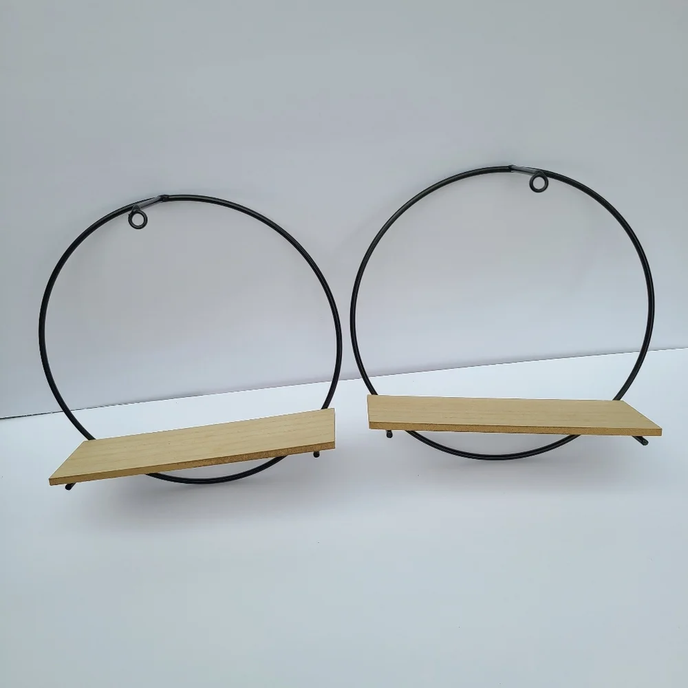 Round Metal & Wood Shelves Lightweight 9.75in